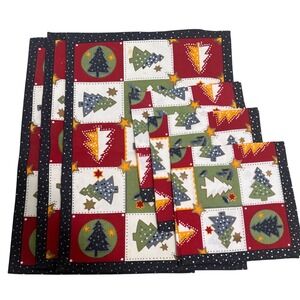 Hearth & Home Christmas Tree Patchwork Placemats and Napkins Set/3 Holiday